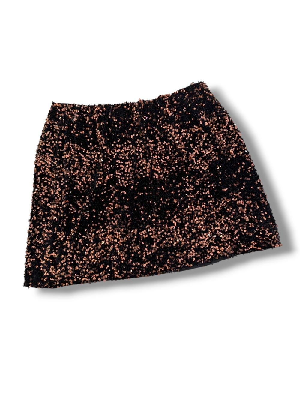 City Chic Adorn Black Mini Skirt with Gold Sequin Detail, Size Large